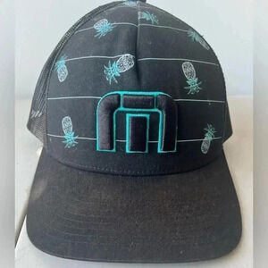 Travis Mathews Hat Snapback Black Pineapple Summer Mesh Trucker Style Golf